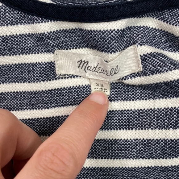 Madewell Black Cream Striped Overall Jumper Dress Size XS - Picture 7 of 9